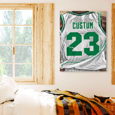Boston Celtics Jersey Custom Canvas Print Wall Art for Boy Girl Men Women Basketball Personalized Canvas Art